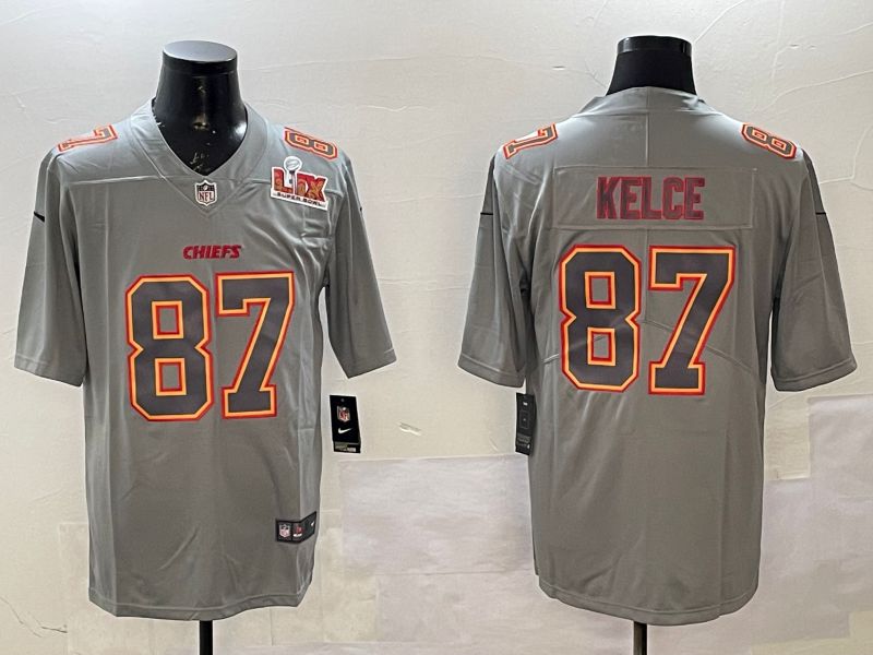 Men Kansas City Chiefs #87 Kelce Grey 2025 Nike Vapor Limited NFL Jersey style 2102